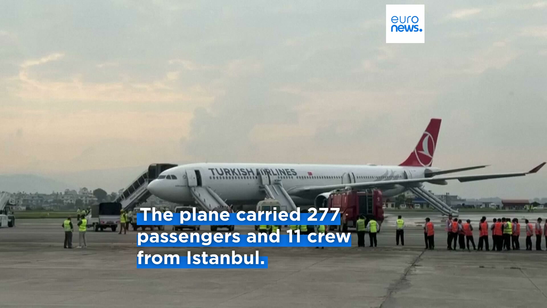 Turkish Airlines plane evacuated after landing gear fire in Nepal ...