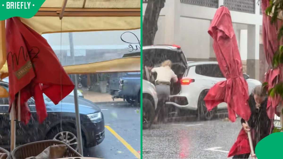 Woman films Cape Town level 8 storm chaos at a Stellenbosch restaurant ...