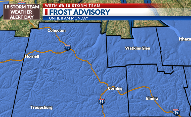 Alert: Frost advisory & freeze watch for the Twin Tiers Monday-Tuesday