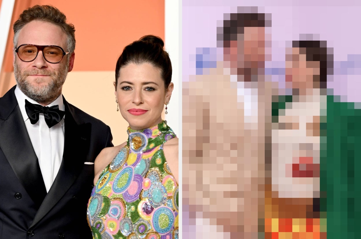 Seth Rogen’s wife’s pixelated optical illusion dress simply needs to be ...