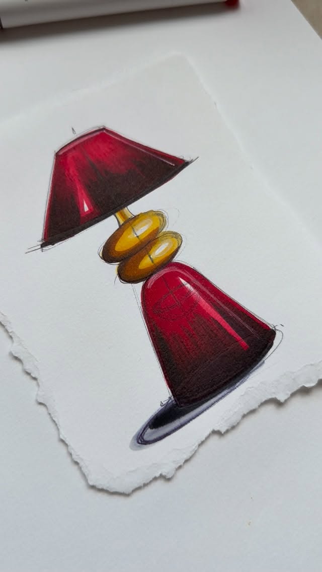 Detailed lamp sketch for industrial design practice