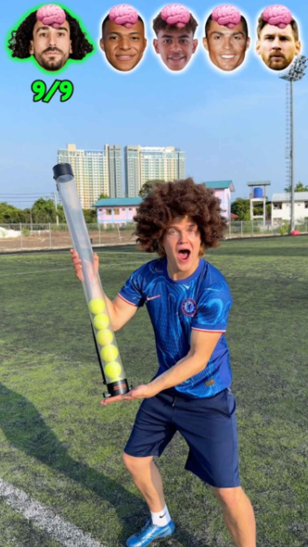 Footballers face off in a wild reaction and agility battle