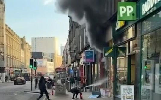 Video shows efforts to put out Glasgow vape shop fire that destroyed building