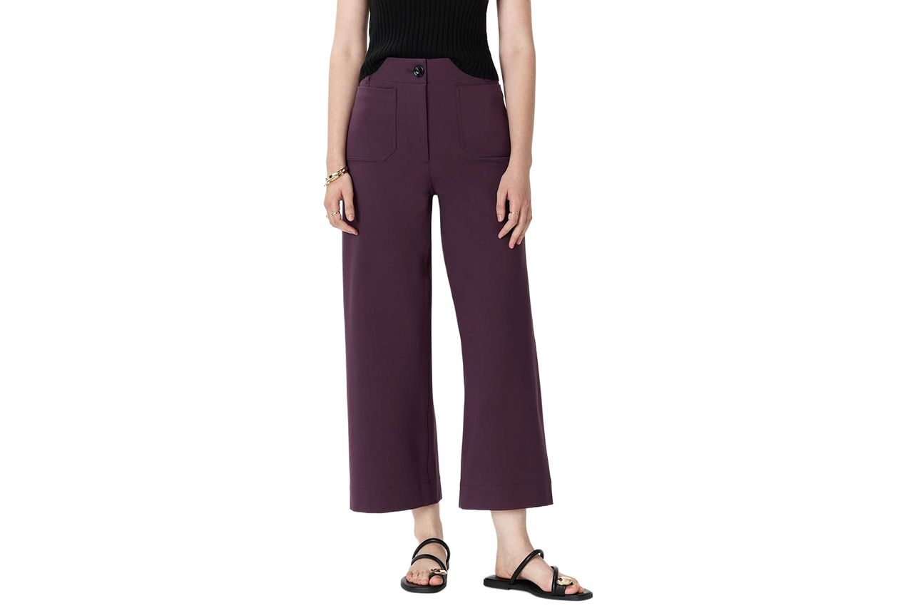 Ultra-Stretch Ponte Cropped Wide Leg Pants Dark Orchid Purple