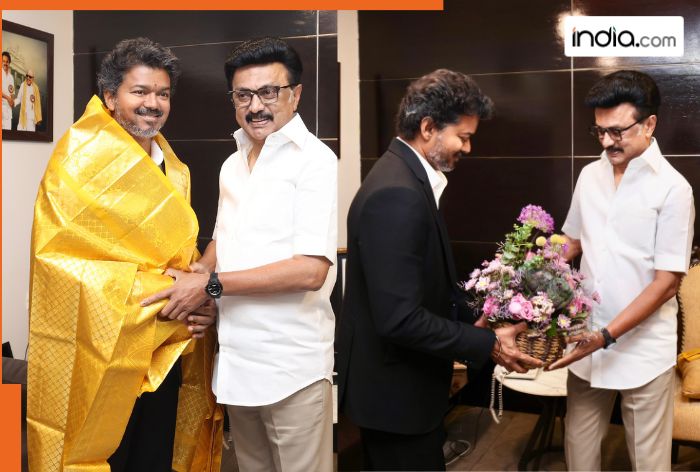 With folded hands and hugs, Tamil Nadu CM Vijay meets predecessor MK ...