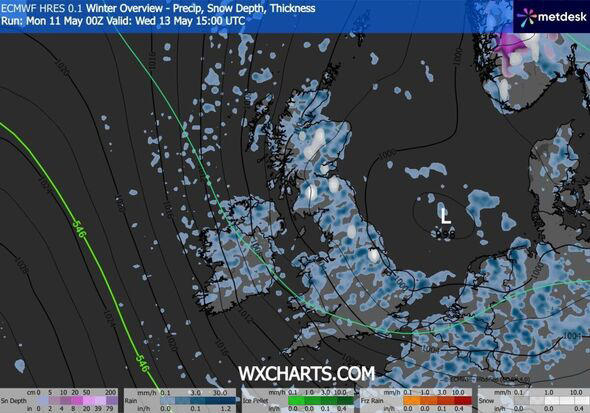 UK weather maps show 24 hour snow blizzard in May as 18 counties buried ...