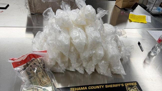 Traffic stop on I-5 in Tehama County leads to seizure of 50 pounds of meth