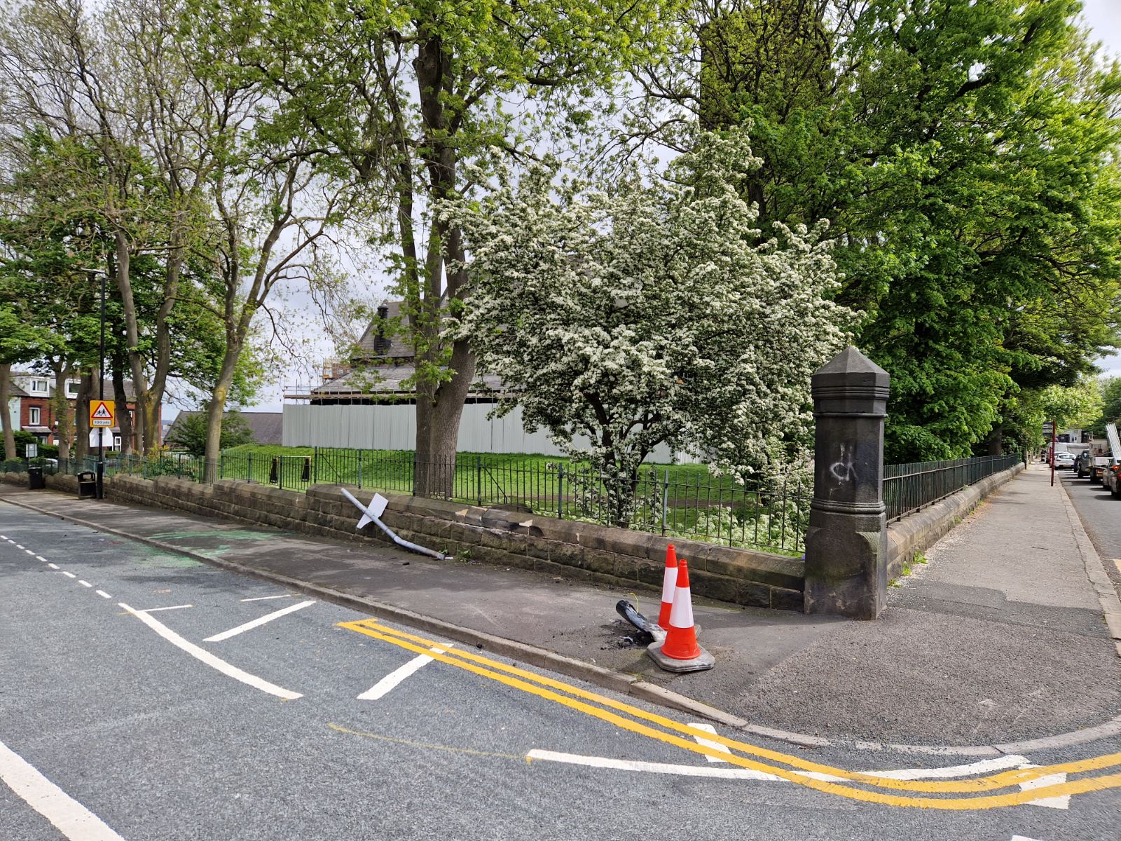Driver arrested after car crashes into wall near Leeds church during ...