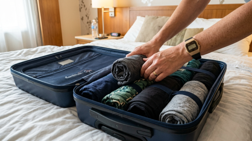 Image showcasing Carry on only packing hacks that actually work