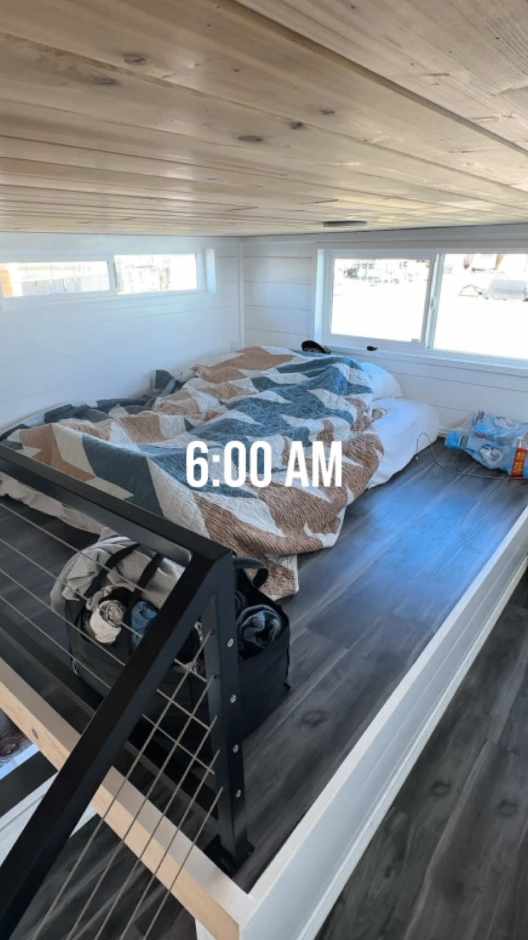 Inside a calm and cozy tiny home morning routine