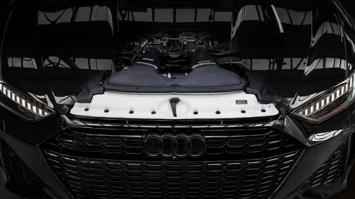 Prototype Eventuri intake system installed on Audi RS6 engine bay
