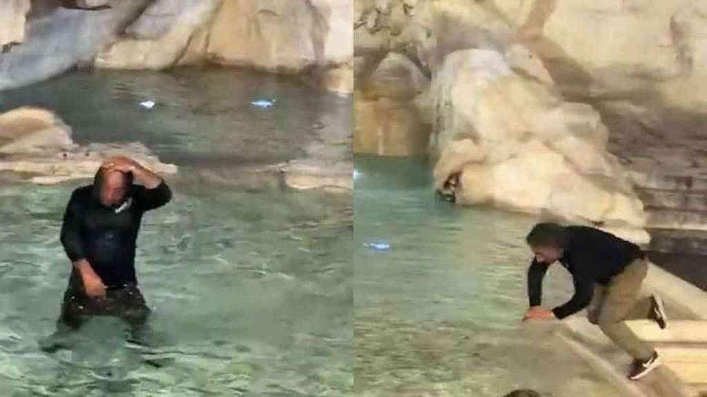Turista é punido por entrar na Fontana di Trevi, em Roma