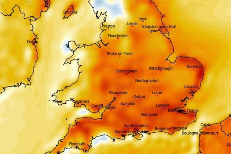 UK heatwave maps reveal 24C temperatures as 35 counties face 20C ...