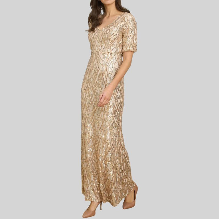long tight gold dress Rose Gold La Femme Long Sequin Prom Dress main image 0