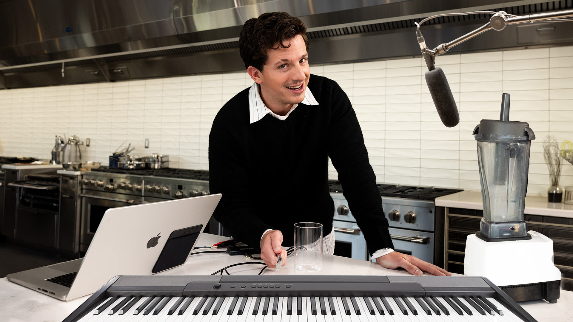 Charlie Puth makes a beat using kitchen appliances