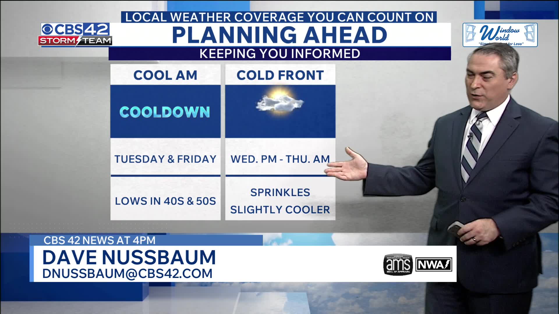 From cool mornings to near 90° by Sunday - CBS 42 News at 4 pm