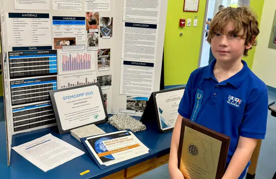 A middle school student built a sidewalk material that absorbs ...
