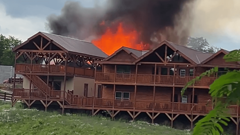 No injuries reported after large structure fire in Sevierville