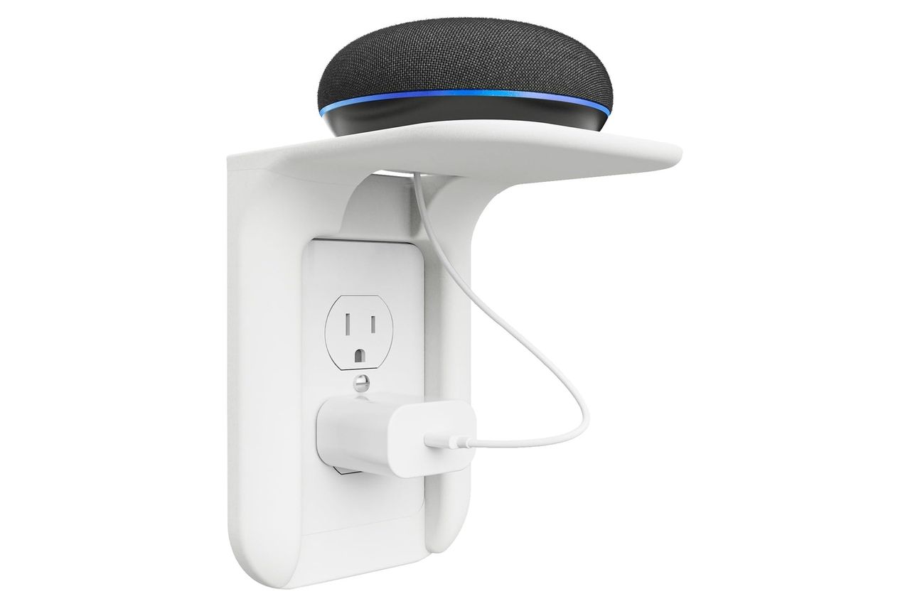 WALI Outlet Shelf Wall Holder, Bathroom Shelf up to 10lbs Standard Vertical Duplex Wall Organizer for Smart Home Decor Space Saving Power Tools, Toothbrush (OLS001-W), 1 Pack, White
