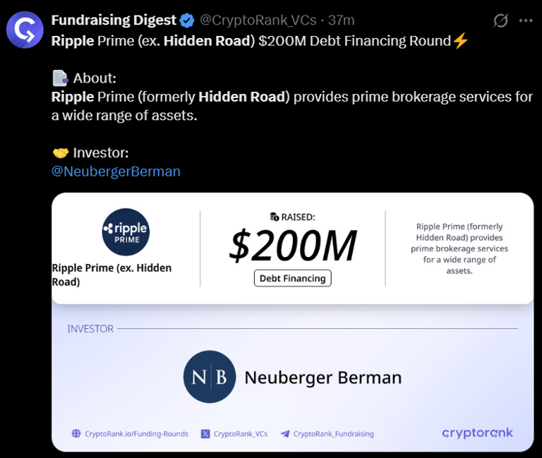 Ripple receives $200M credit line to expand institutional prime brokerage