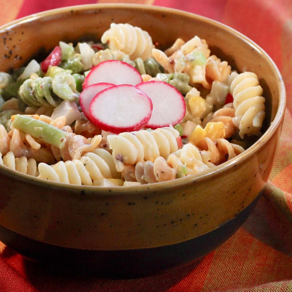 Fiesta Pasta Salad with Dill Pickles