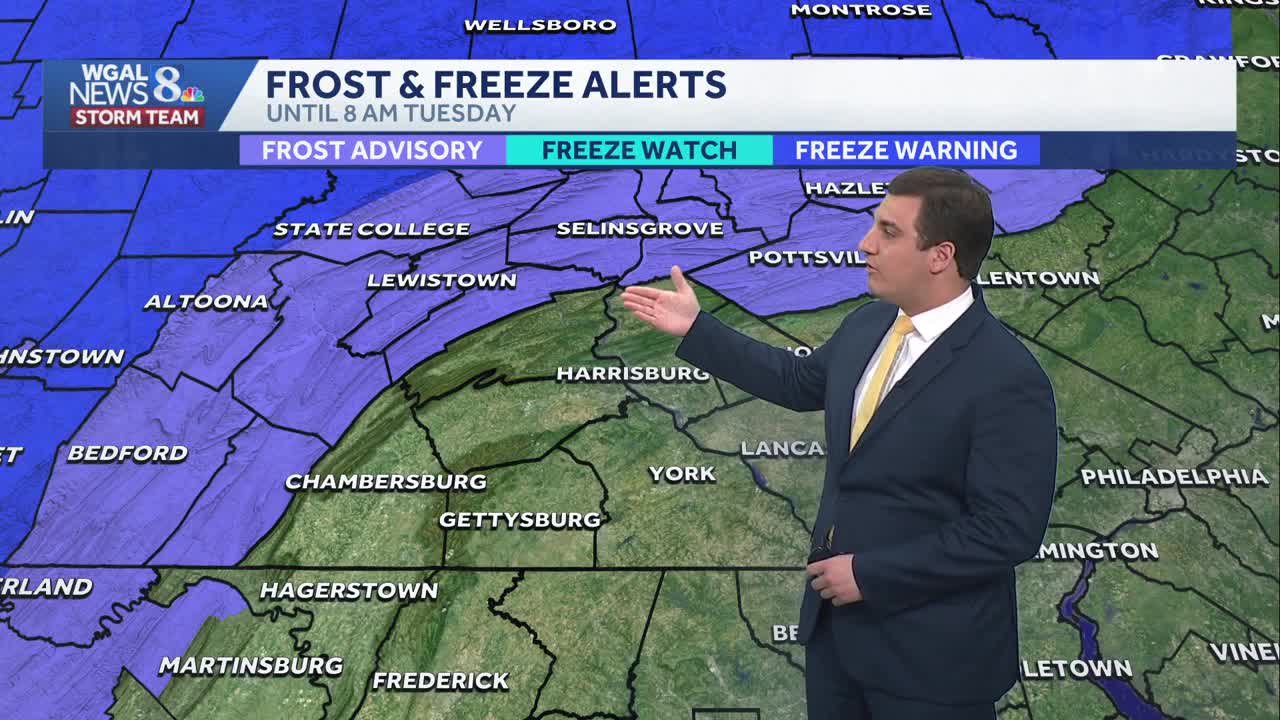 Frost advisory tonight; scattered storms Wednesday PM in south central ...