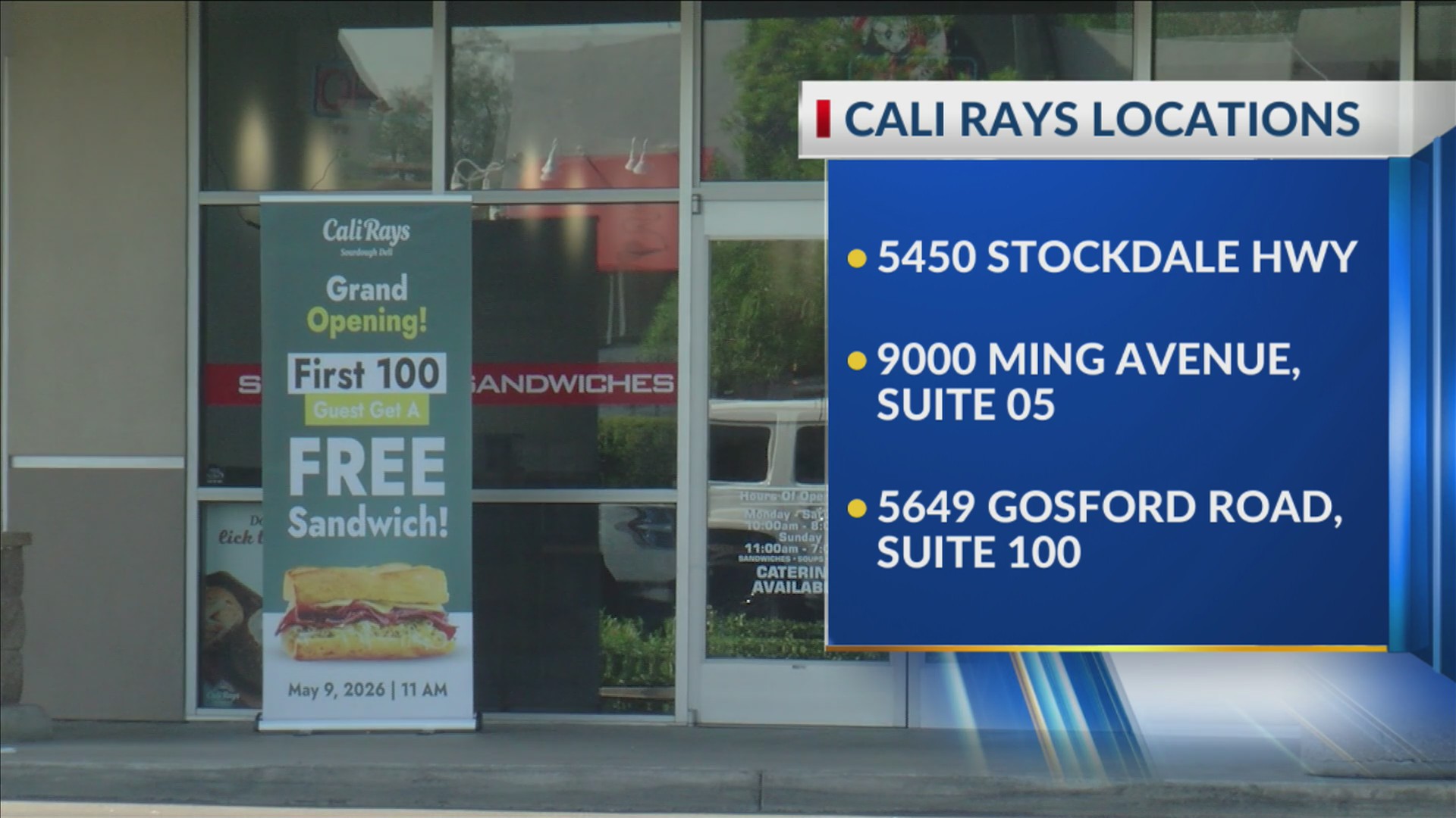 Cali Rays locations open over the weekend