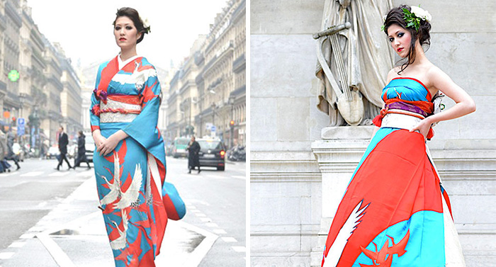 Brides in Japan are turning their traditional kimonos into extraordinary  wedding dresses
