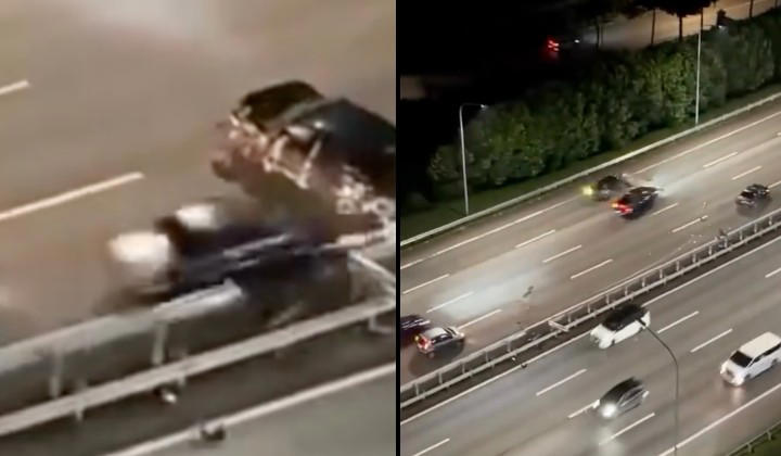 [Watch] Car hit three times in seconds on NKVE, Proton Inspira driver ...