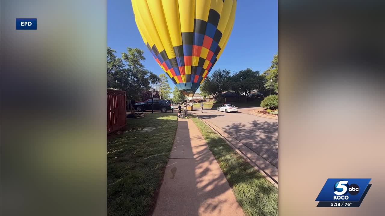 Hot air balloon lands in Edmond neighborhood street