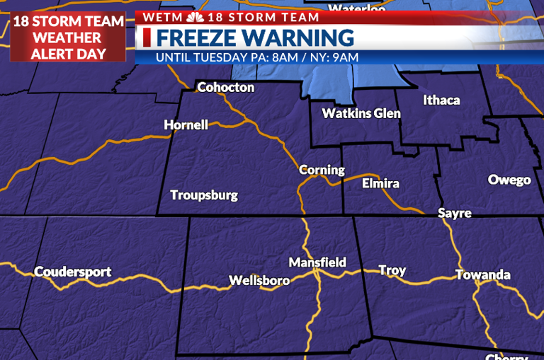 Alert: Overnight freeze warning for the Twin Tiers