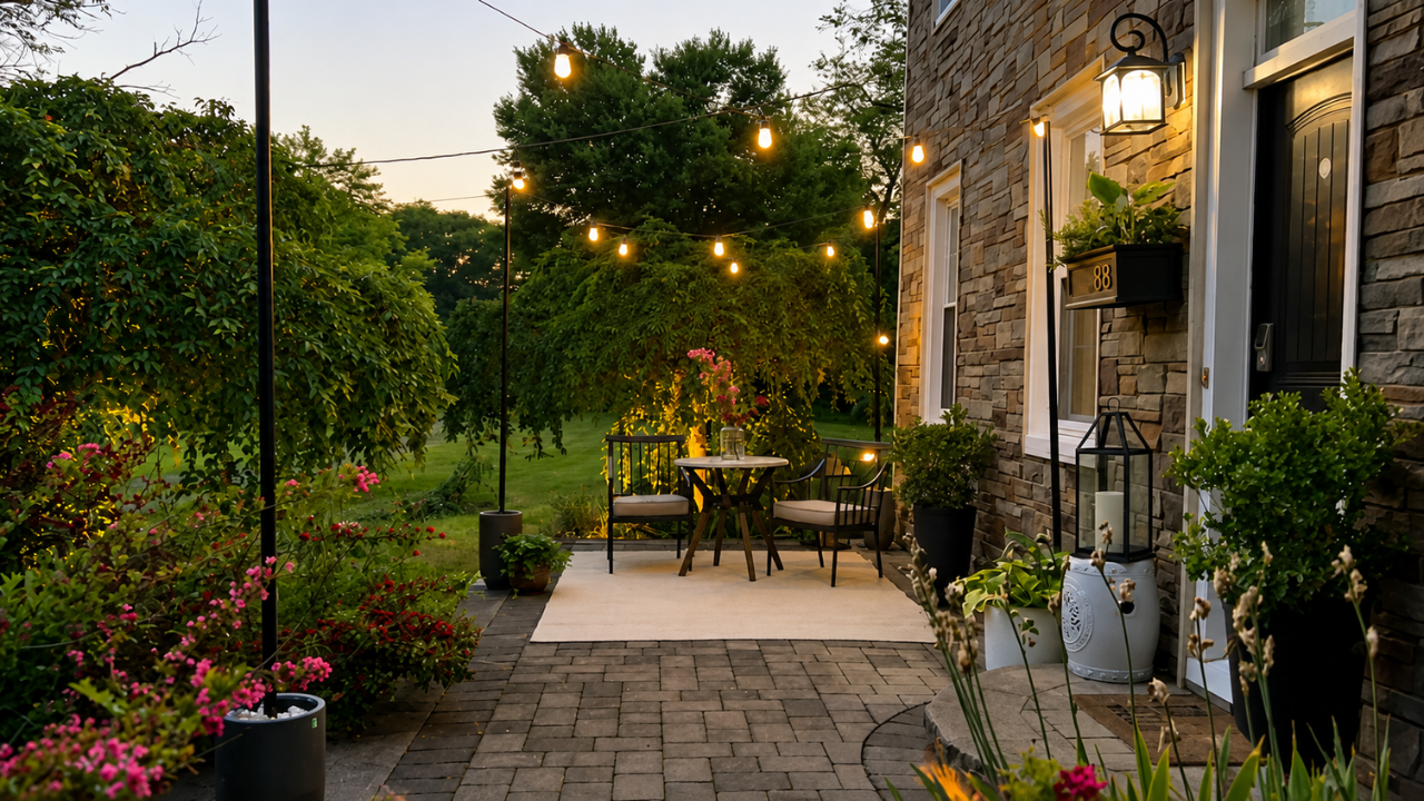 DIY modern patio light poles that instantly upgrade your backyard