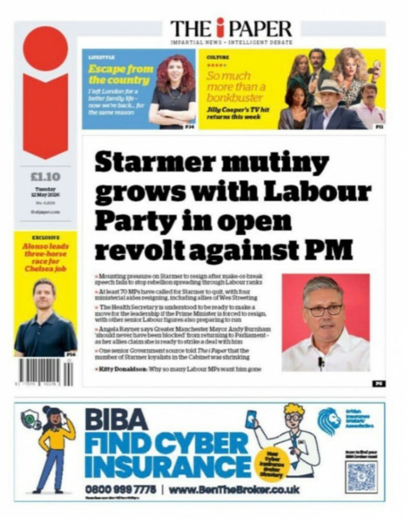 Front pages of the UK newspapers today are brutal for Keir Starmer