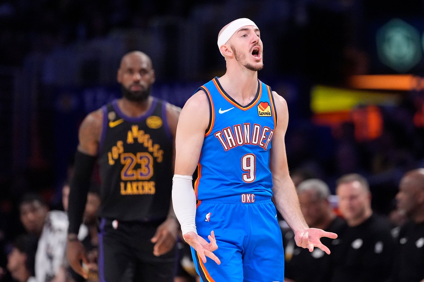 Champion Thunder hold off tenacious Lakers 115-110 in Game 4 for ...