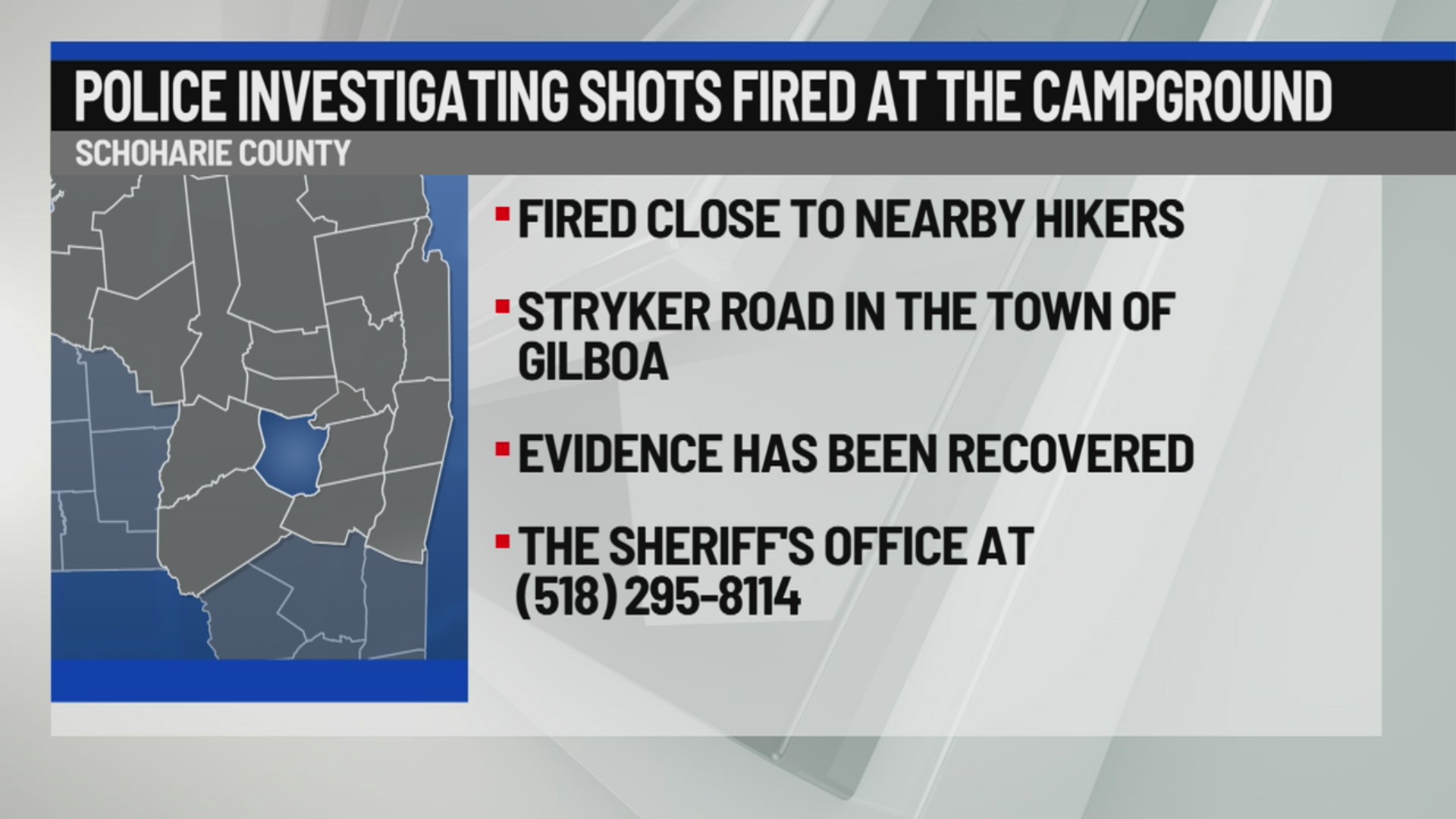 Police investigating shots fired near campground in Gilboa