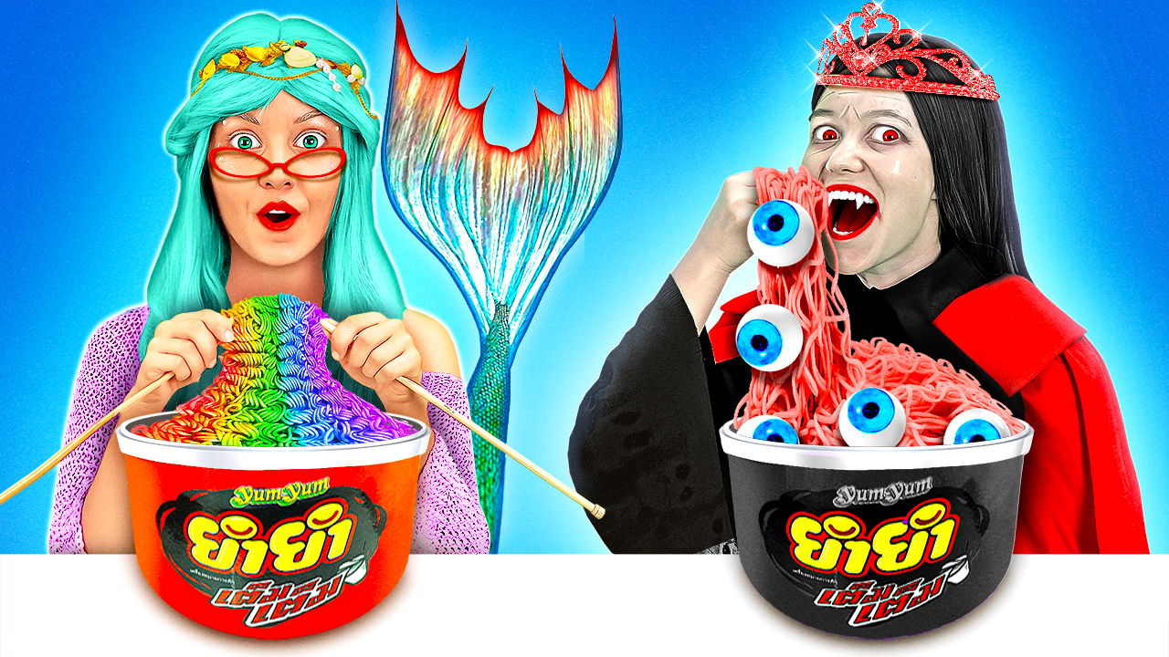 Epic cooking duel: Grandma vs me - Mermaid vs vampire showdown!