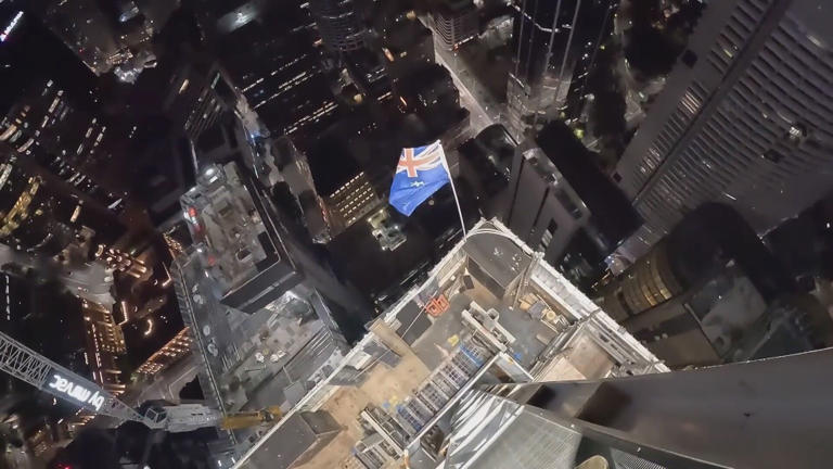 Thrillseeker films death-defying climb up Sydney's tallest building