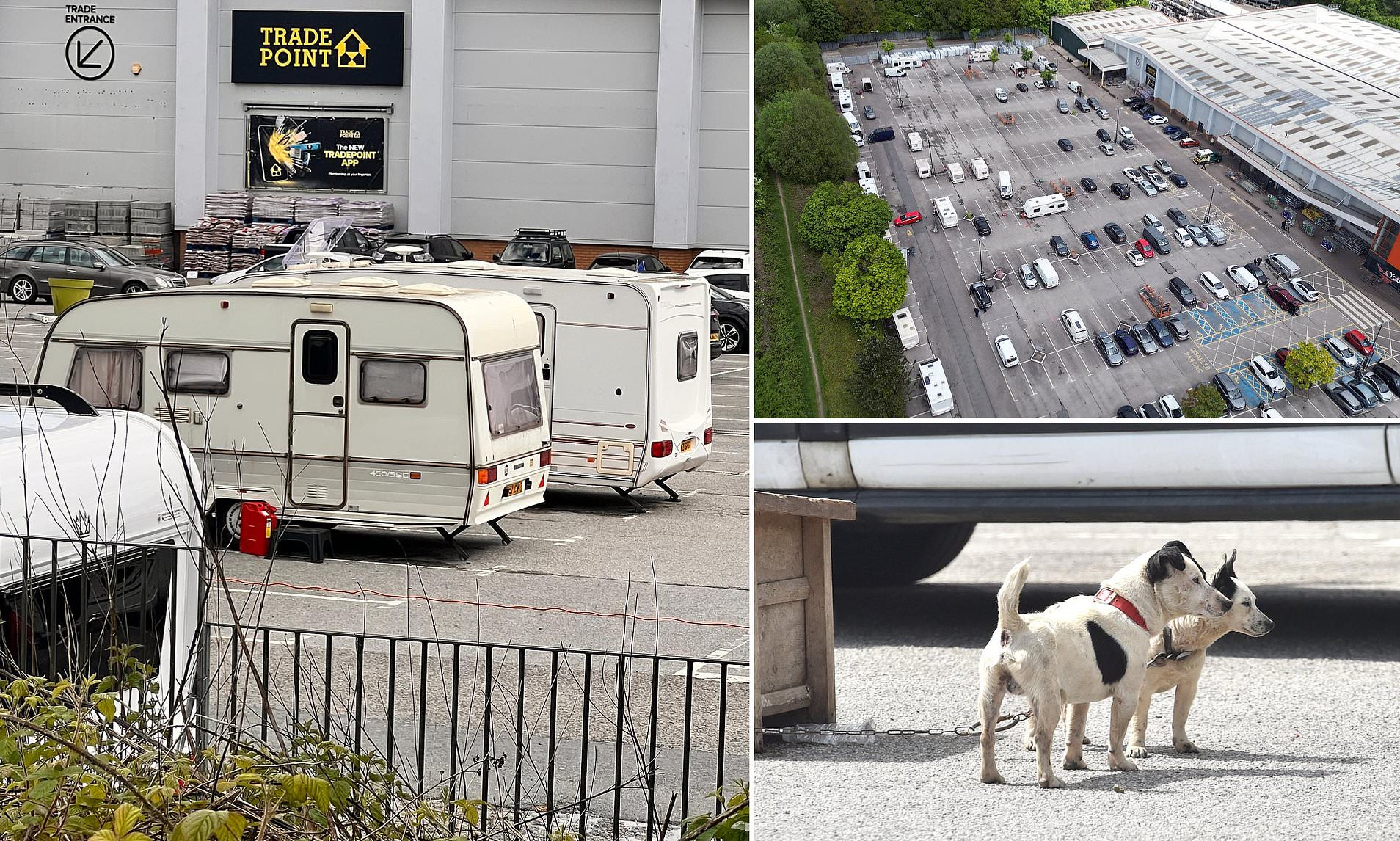Fury as travellers take over B&Q car park with 17 caravans, dogs ...