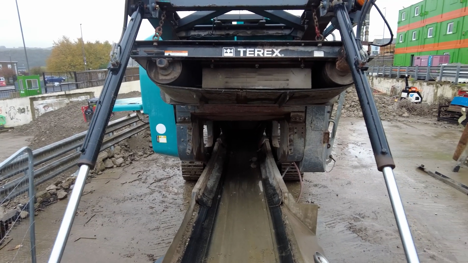 Terex crusher conveyor system in industrial operation