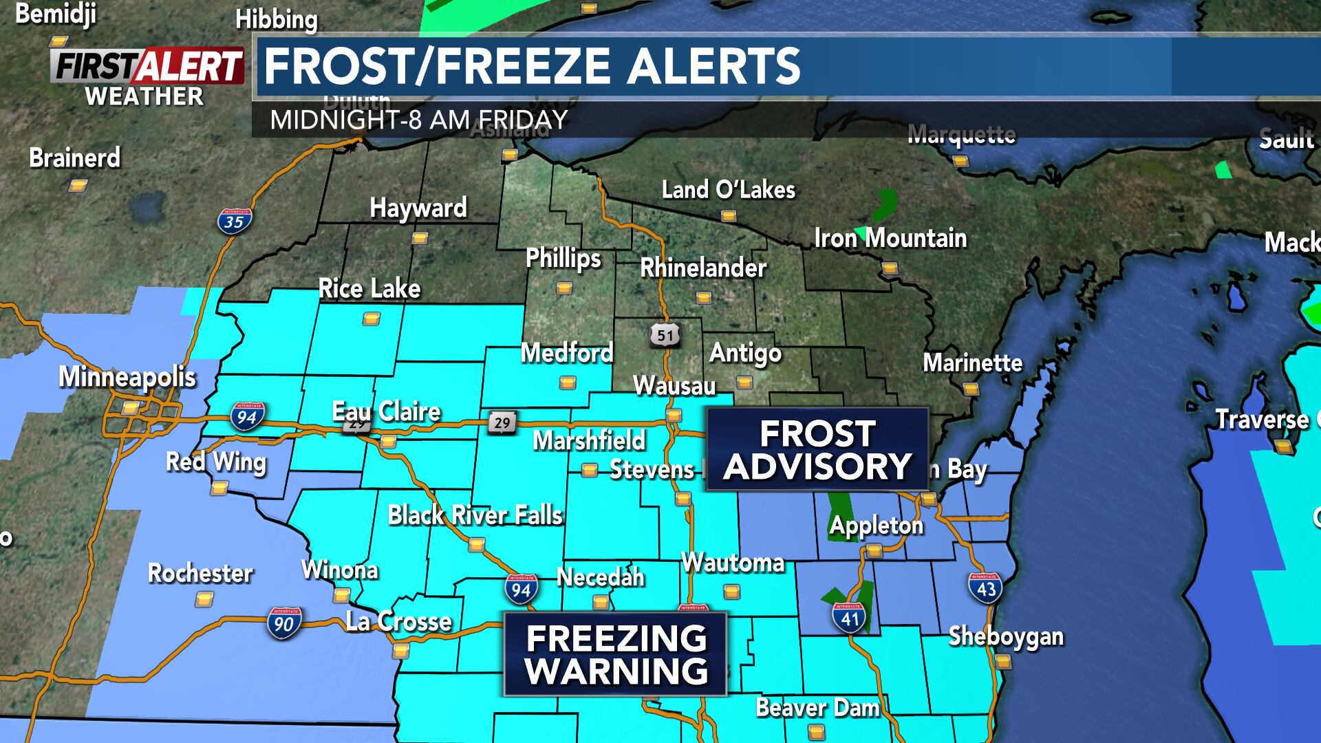 First alert for Friday morning frost, cooler start to May