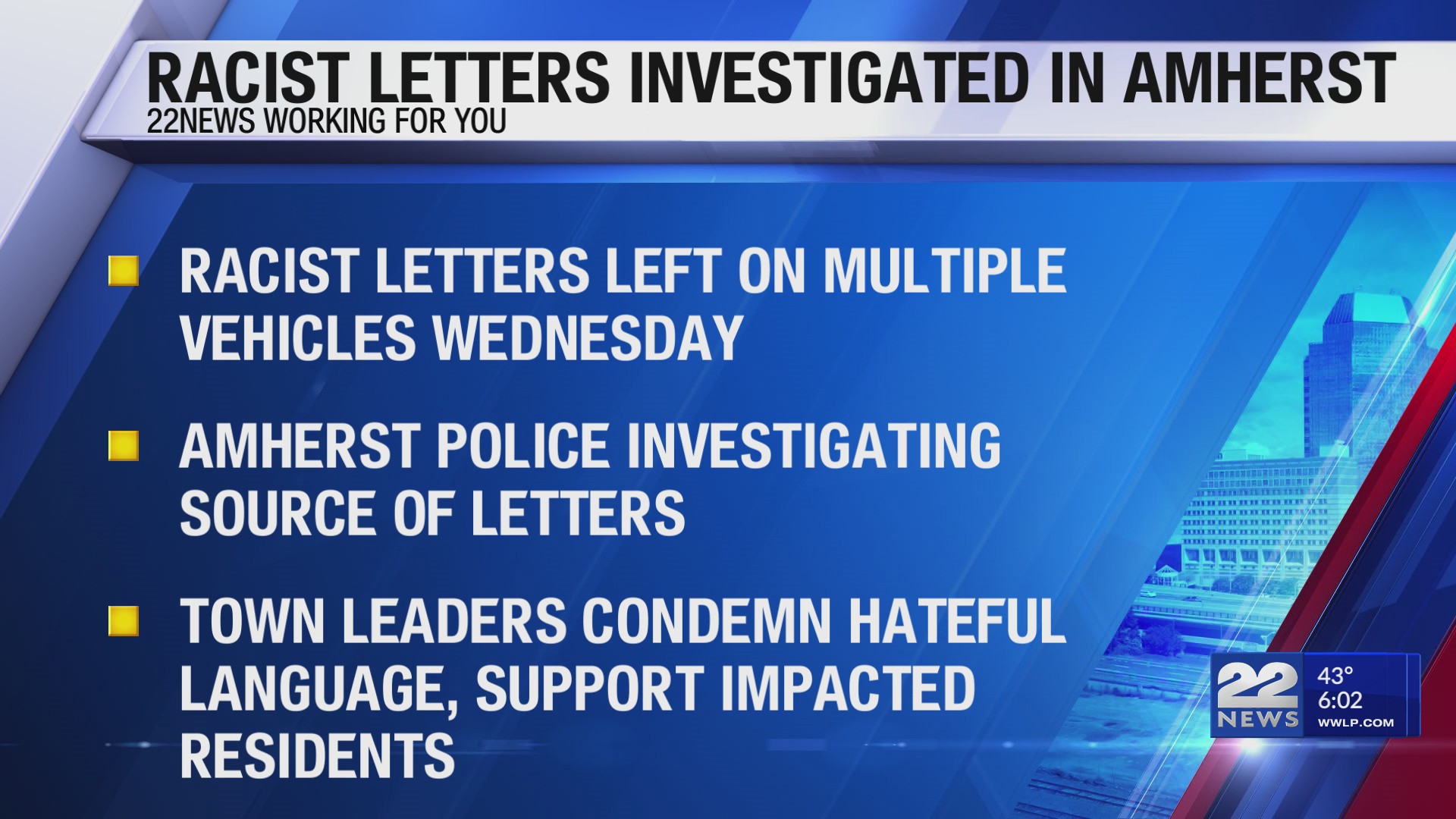 Amherst condemns racist letter found on multiple vehicles