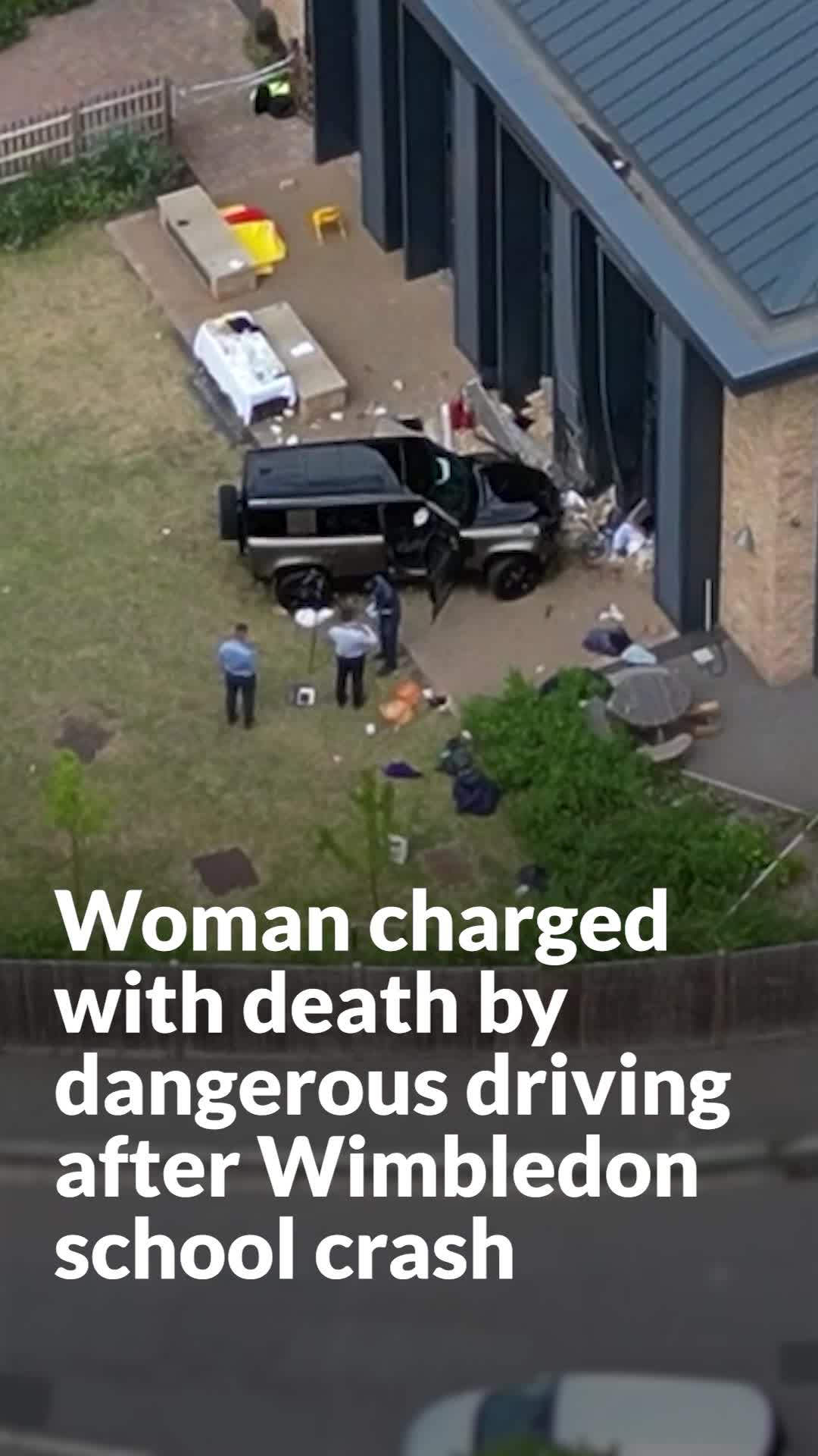 Woman charged with death by dangerous driving after Wimbledon school crash