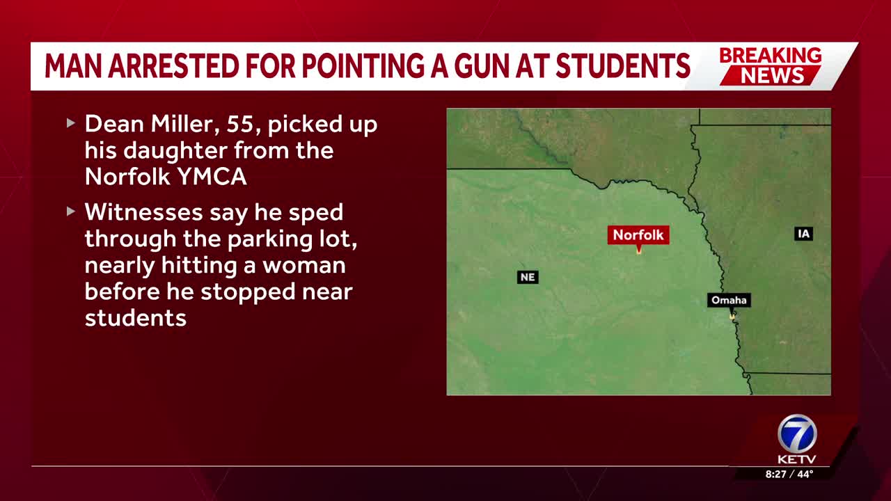 Nebraska man accused of pointing gun at students