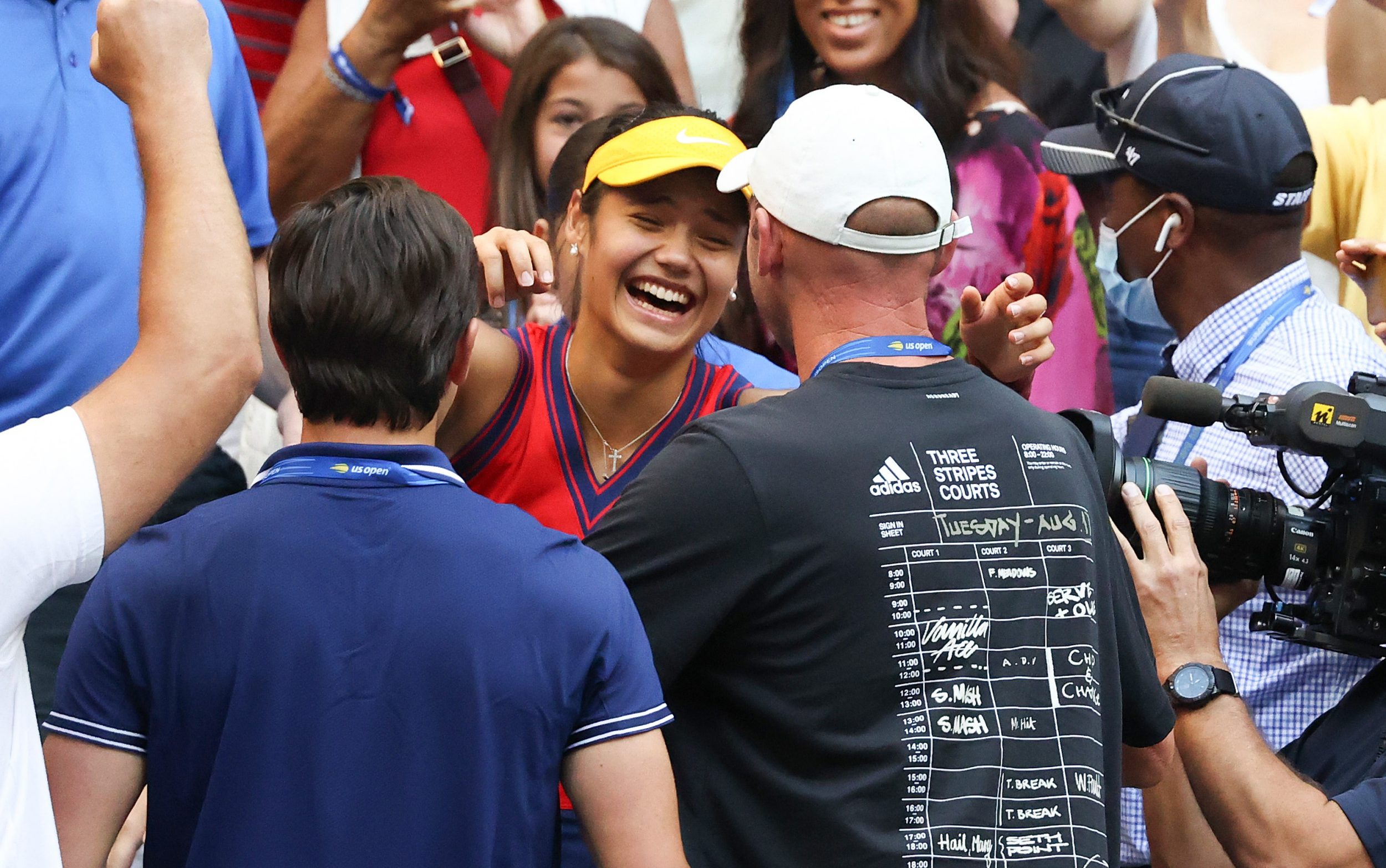Raducanu hugs Richardson after winning the US Open in 2021 - Al Bello/Getty Images