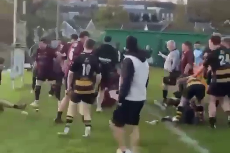 Welsh rugby match abandoned as players fight and referee storms off pitch