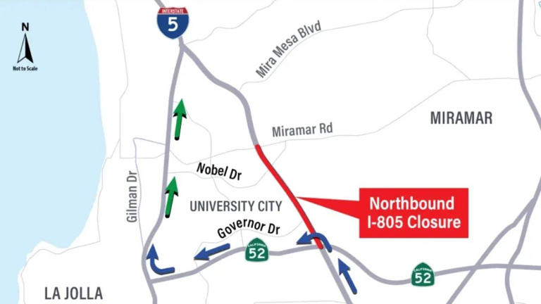 San Diego: Full closure of I-805 stretch scheduled this weekend