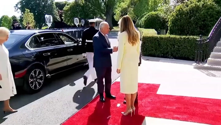 Donald Trump and King Charles's handshake on state visit