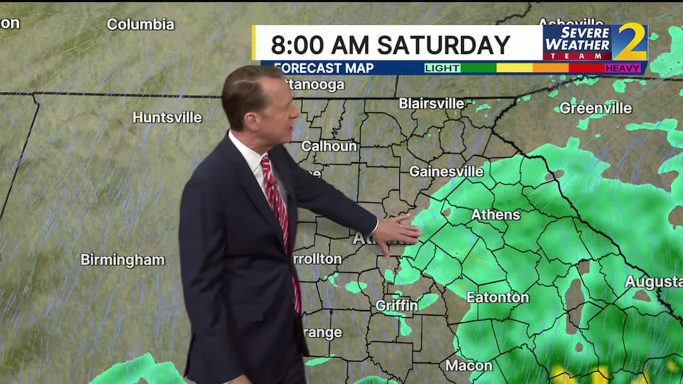 Isolated showers to the south overnight, rain potential increases Saturday