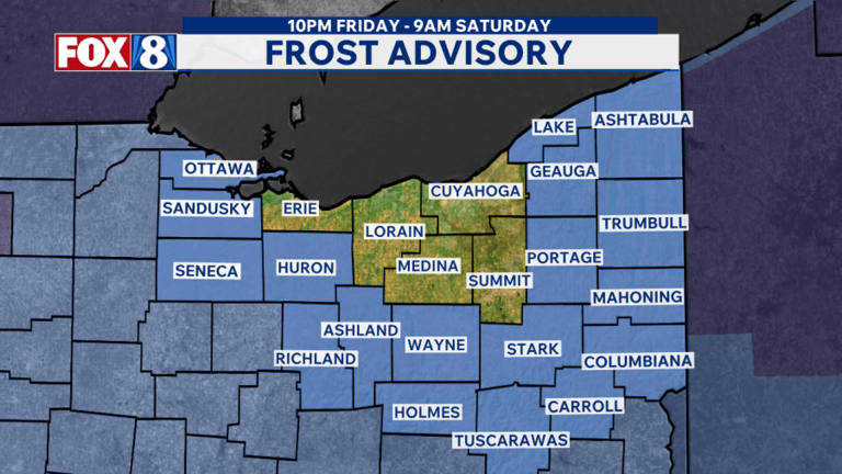 Frost advisory issued for many NE Ohio counties overnight