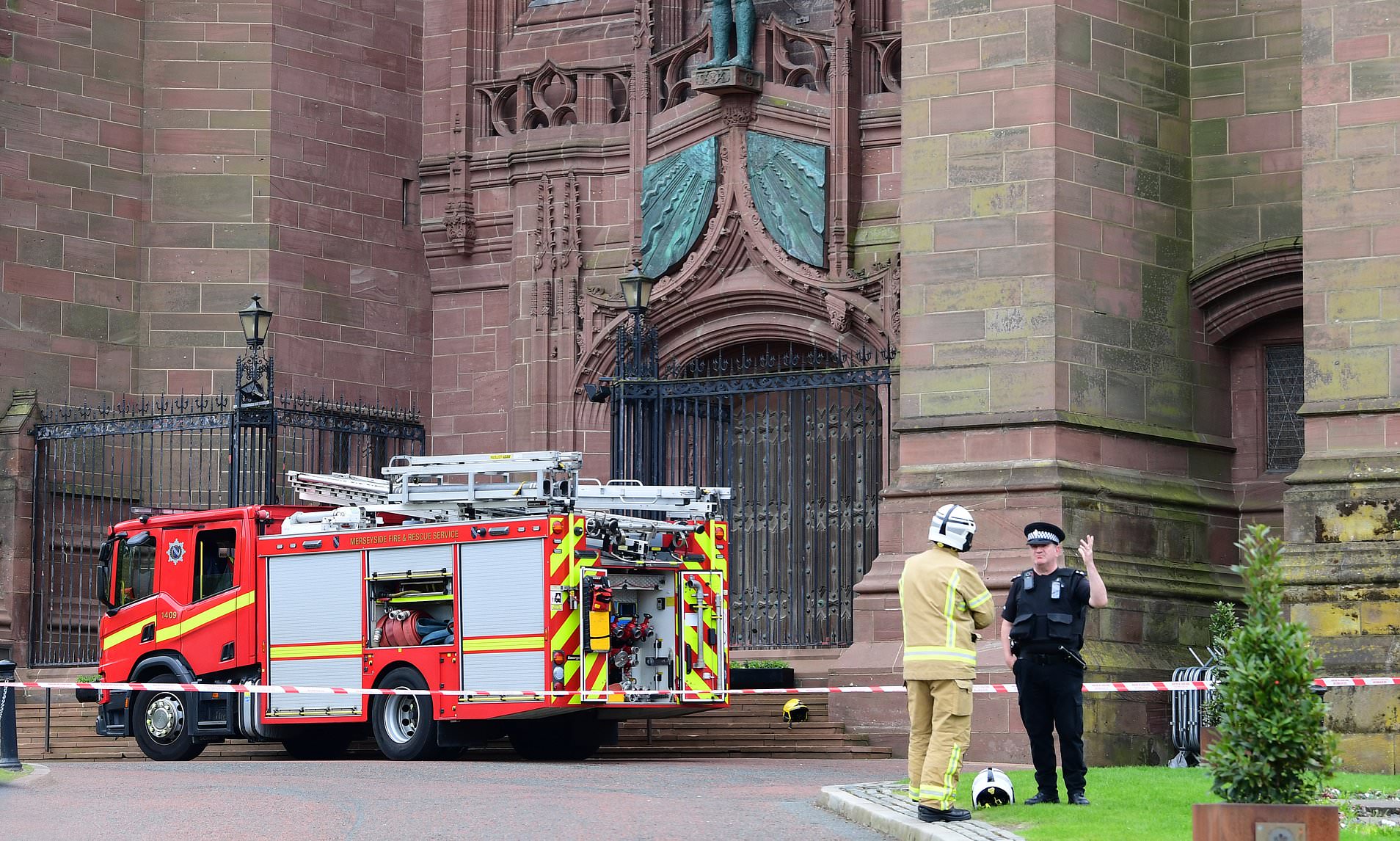 Fire crews tackle blaze at Liverpool cathedral as visitors are ...